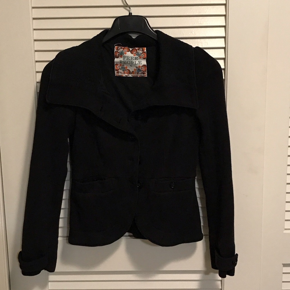 Preowned vintage Free People black sweater jacket - 8